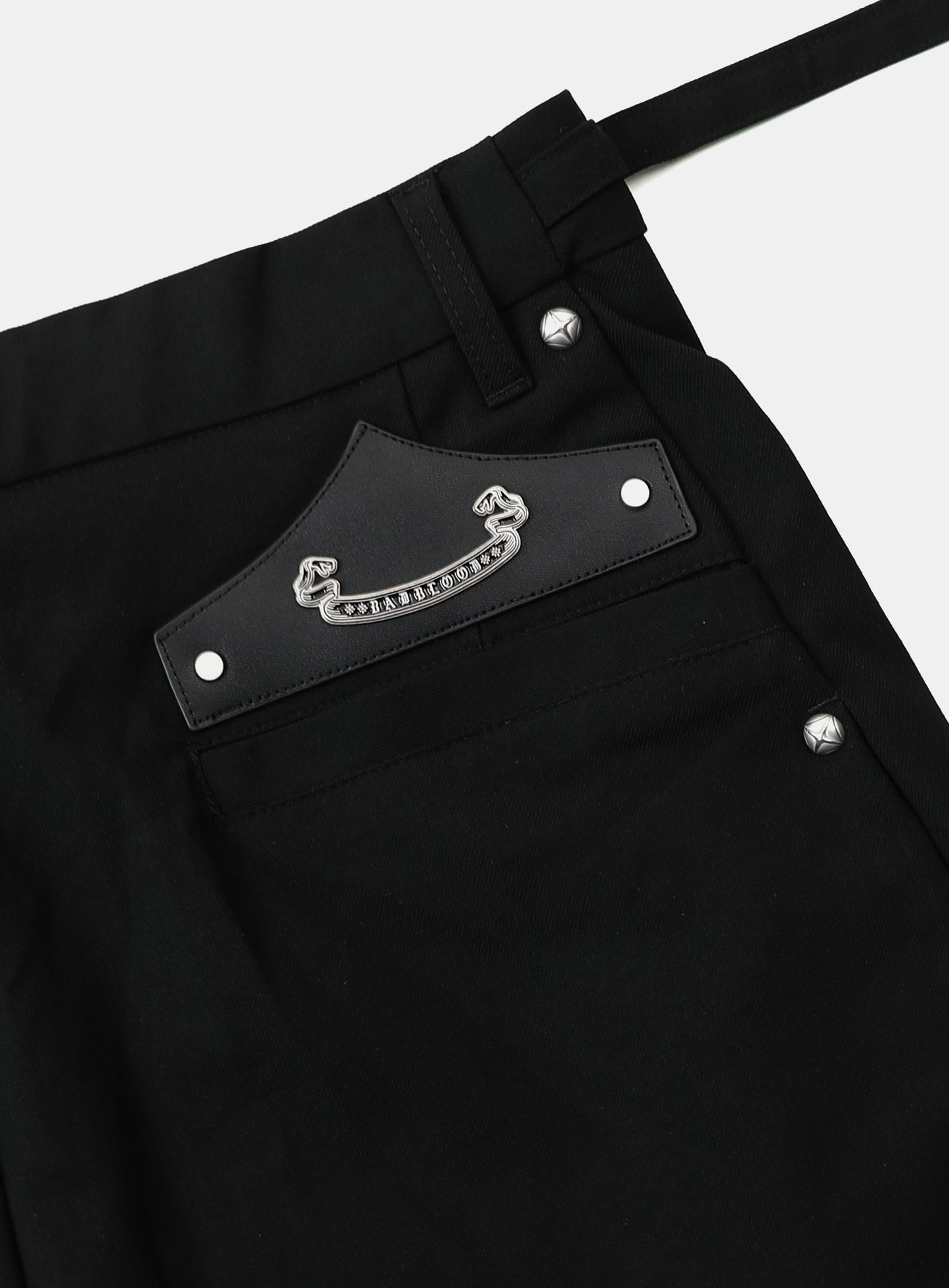 101 Studded Curved Slacks - Black