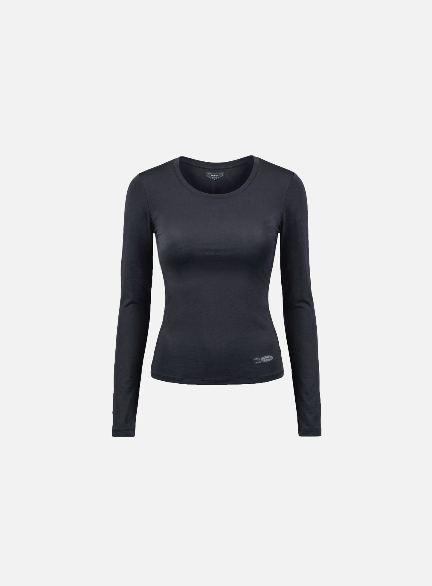 [w-tee26-082] Everyday Scoop Neck Long Sleeve T-Shirt - Charcoal
