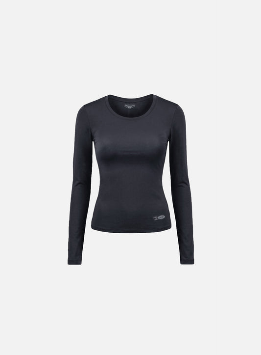 [w-tee26-082] Everyday Scoop Neck Long Sleeve T-Shirt - Charcoal