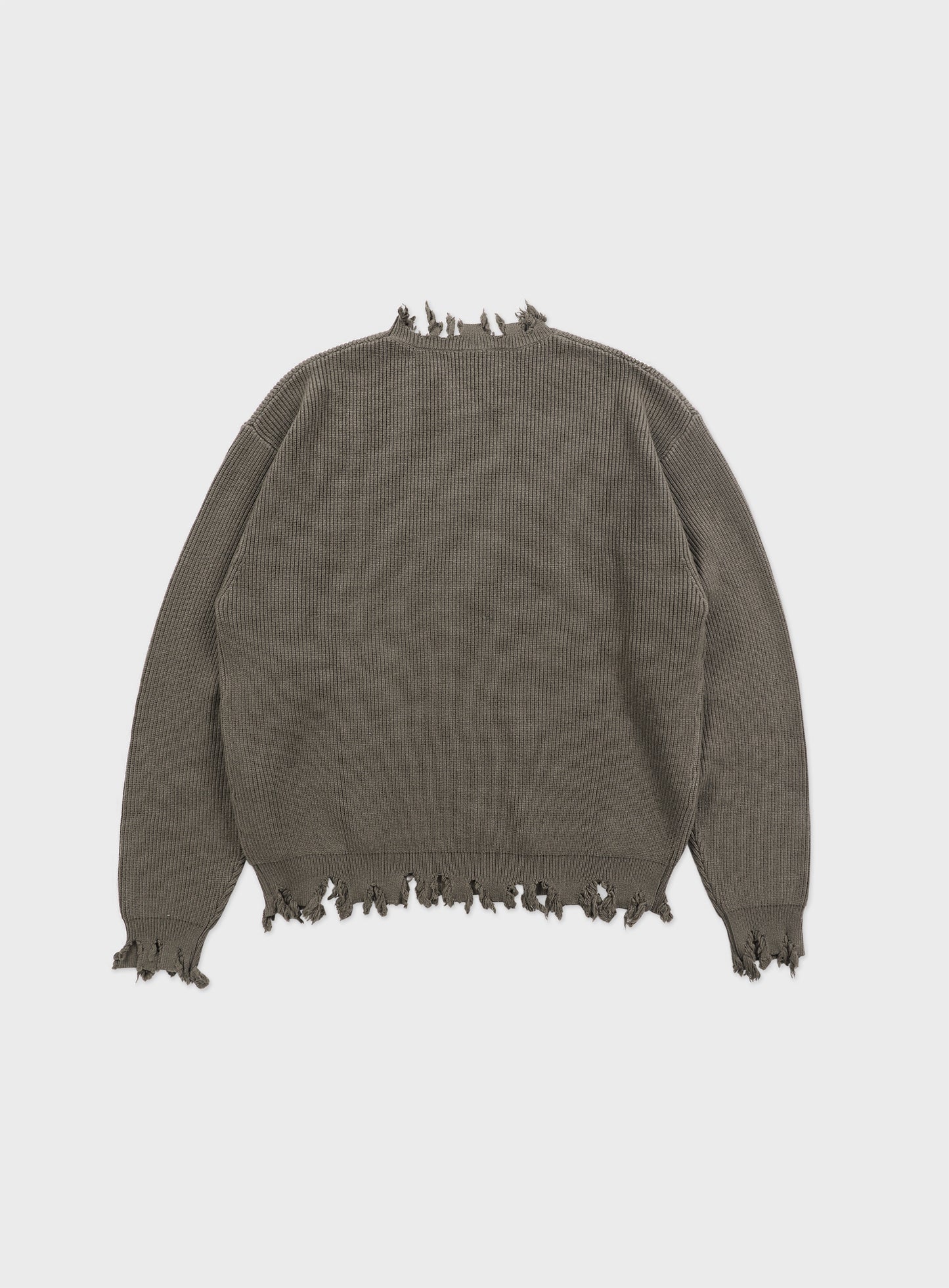 Destroyed Long Sleeve Sweater - Dark Olive