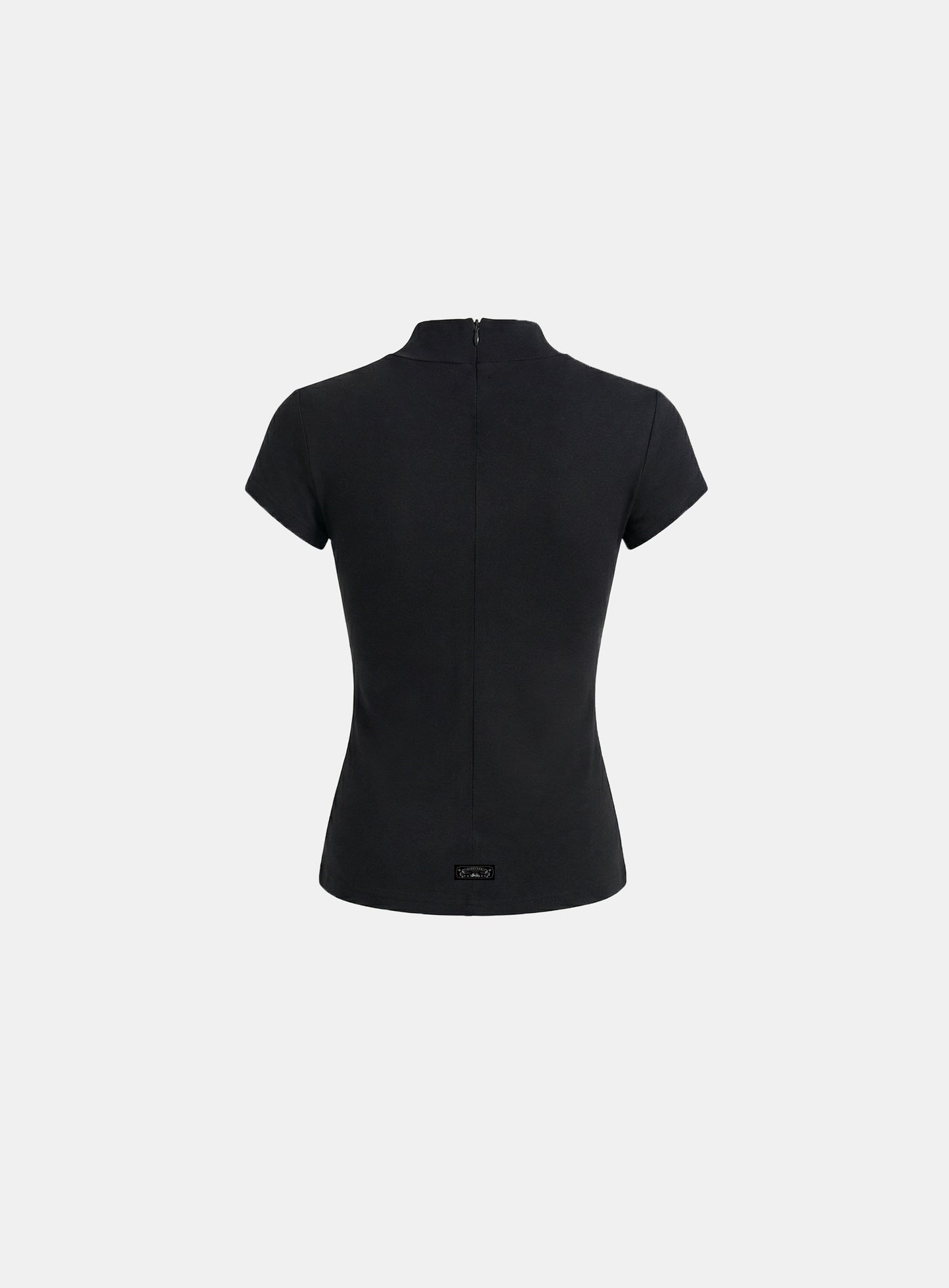 [w-tee26-068] Viper Logo Mock-Neck Cap Sleeve - Black