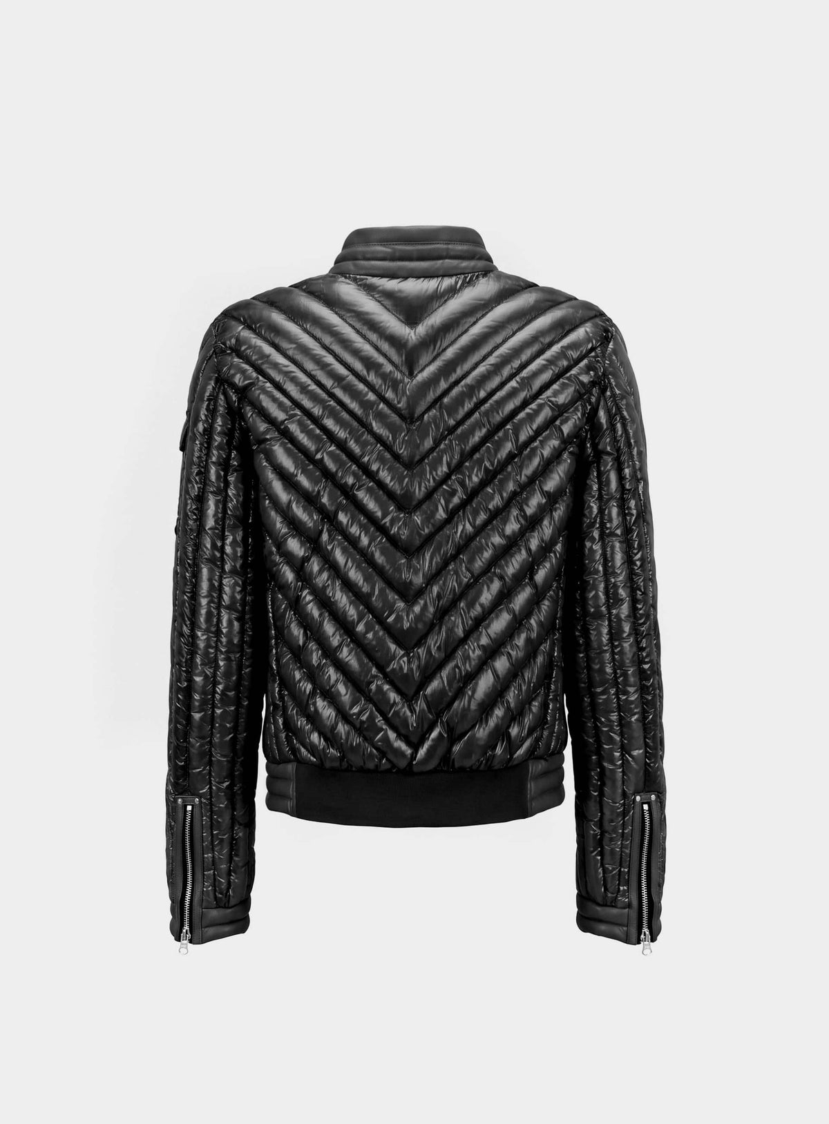 [﻿PREORDER] [w-jkt26-078] Chevron 311 Lightweight Racer High-Neck Puffer – Black