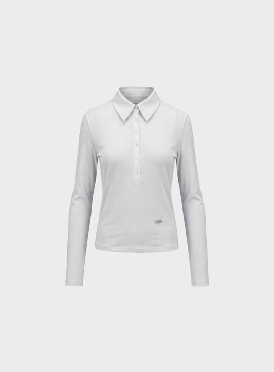 [w-tee26-061] Sleek Cotton Polo T-Shirt - White