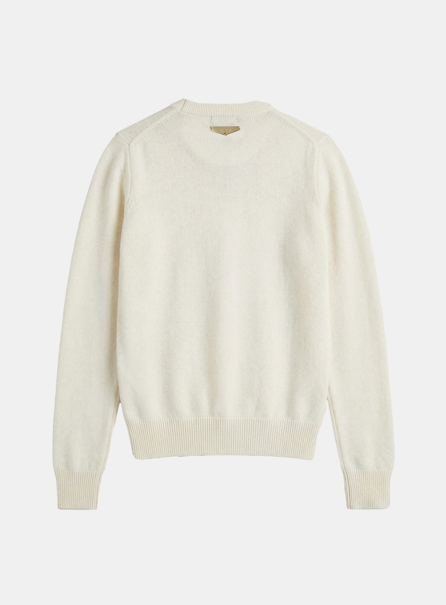 [w-knt26-013] Fine Merino Wool Crewneck Cardigan - Cream