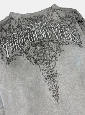 [w-tee26-274] T.M.V. RELIC CROSS Workshop Henley Long Sleeve - Grey