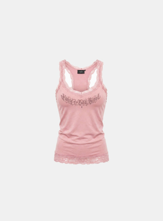 [w-tnk26-075] H.B.B. Lace Classic Tank - Pink