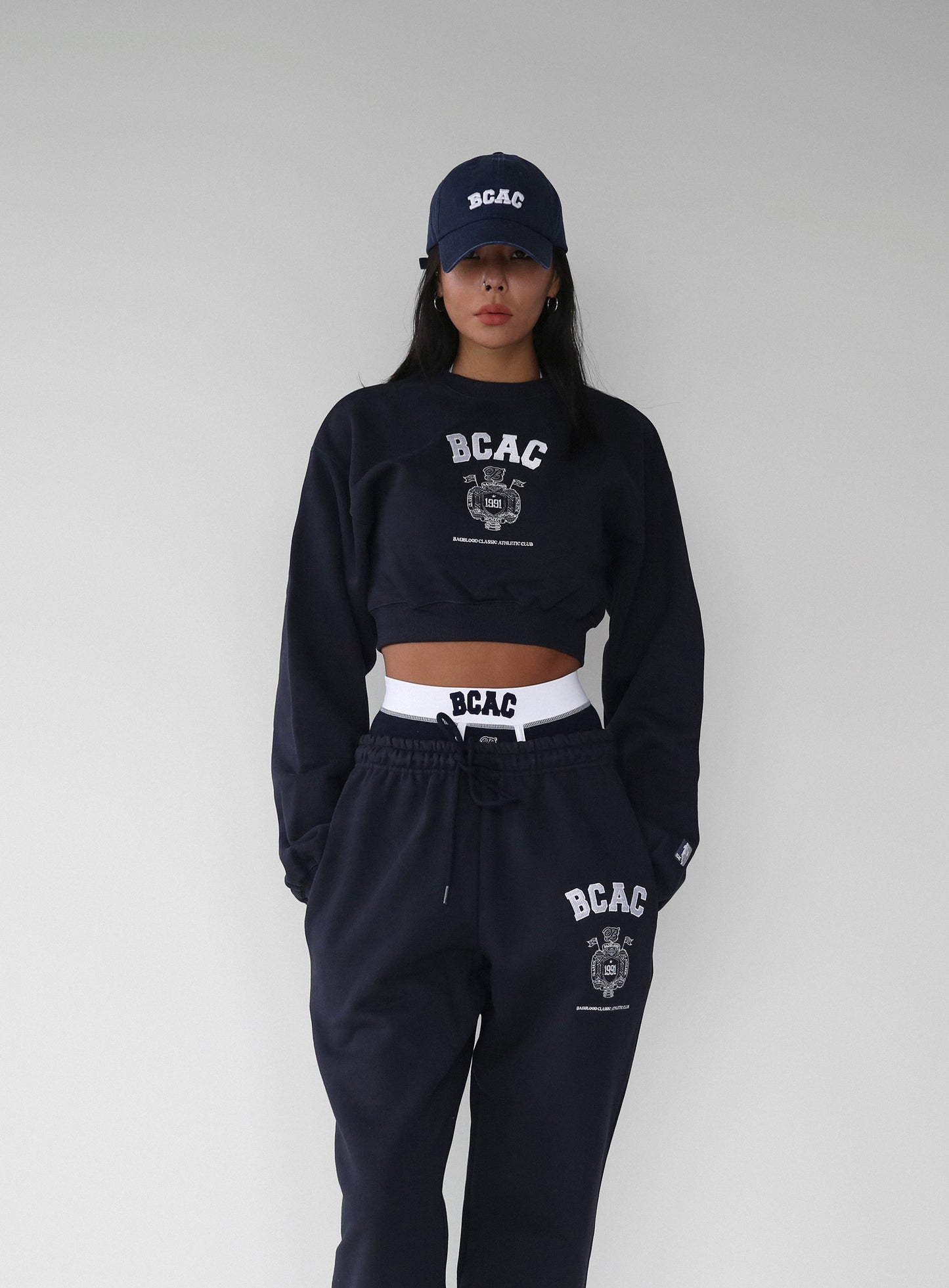 BCAC Emblem Heavyweight Crop Sweatshirt - Navy