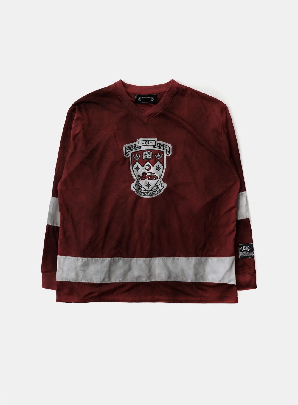 Shield M Contrast V-Neck Jersey Long Sleeve - Red