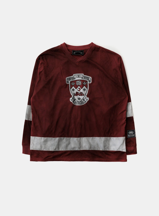 Shield M Contrast V-Neck Jersey Long Sleeve - Red