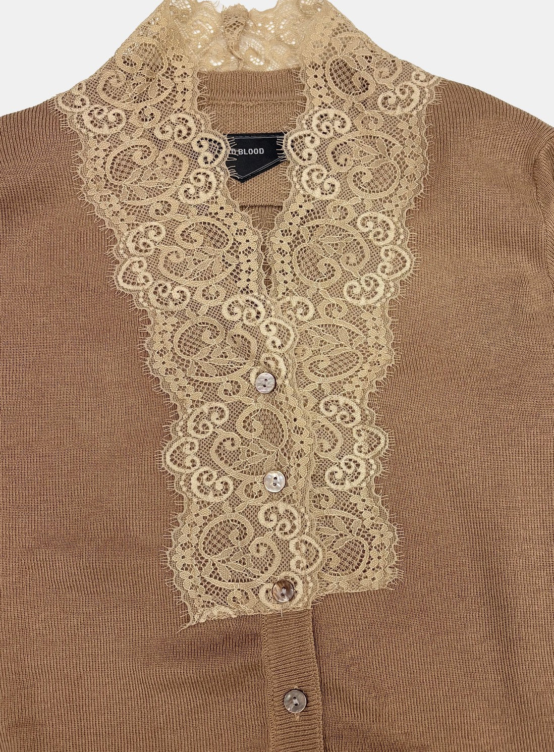 [w-cdg26-005] H.B.B. V-NECK Lace Cardigan- Nude