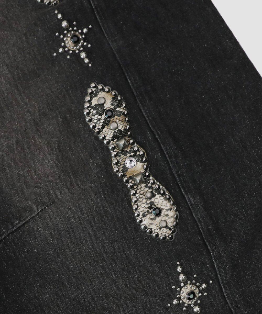 [w-pts25-079] Viper Gemstone Curved Pants - Dusty Black