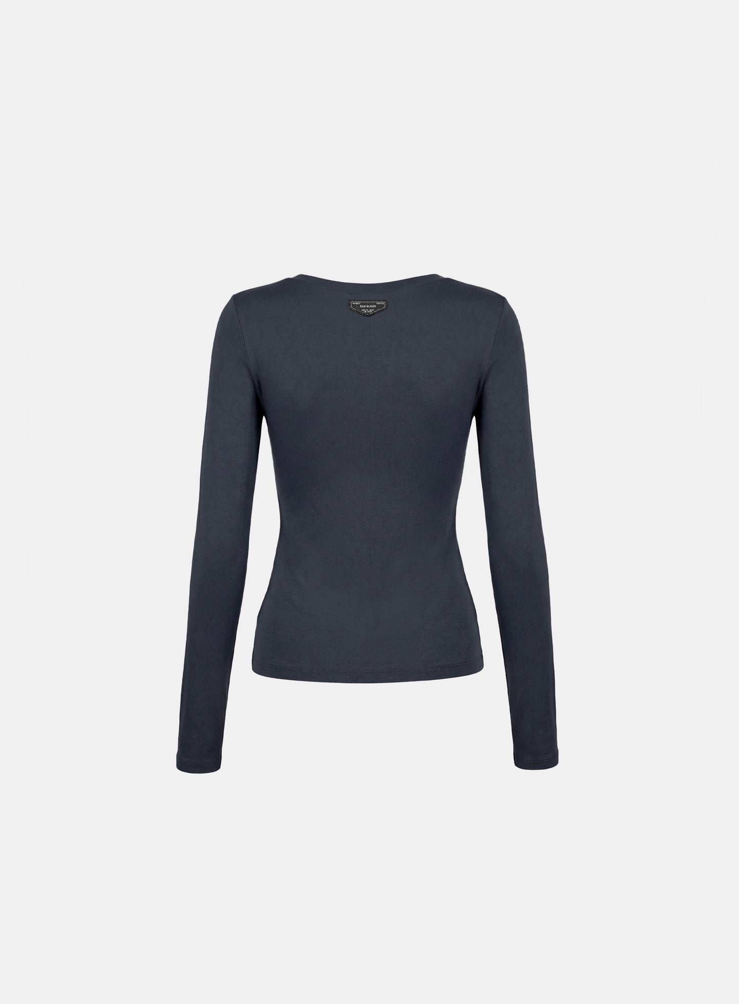 [w-tee26-082] Everyday Scoop Neck Long Sleeve T-Shirt - Charcoal