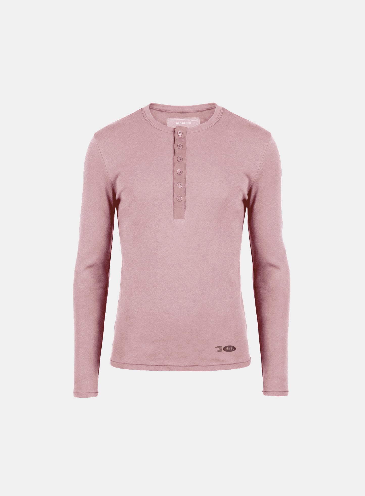 [w-tee26-038] BS Cotton Jersey Fitted Henley Neck Long Sleeve T-Shirt - Pink