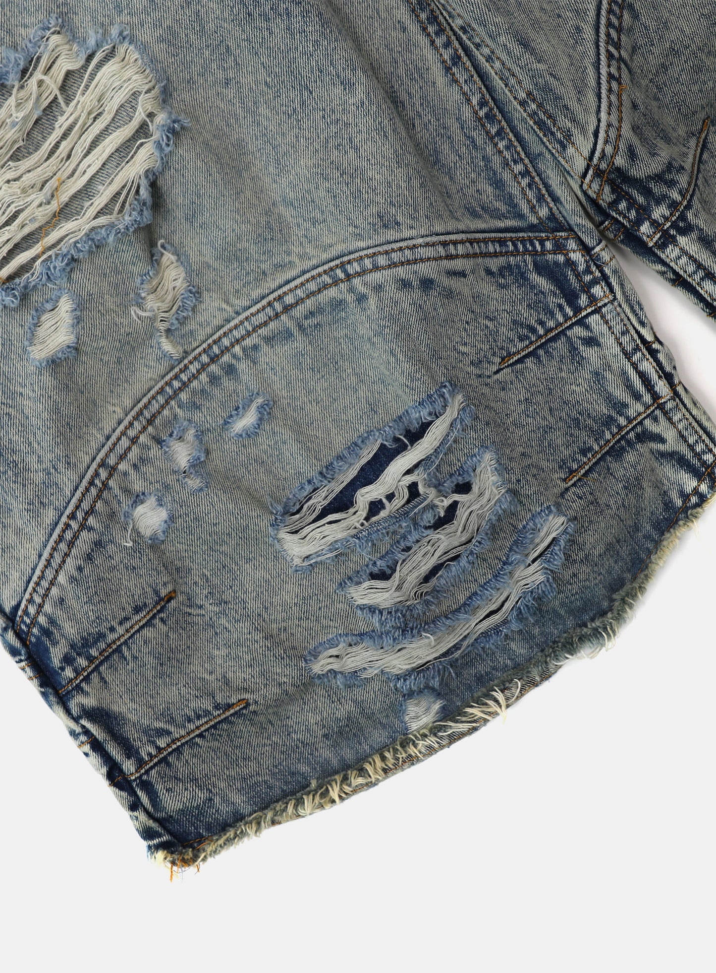 Convex Denim Long Bermuda Pants - Light Blue