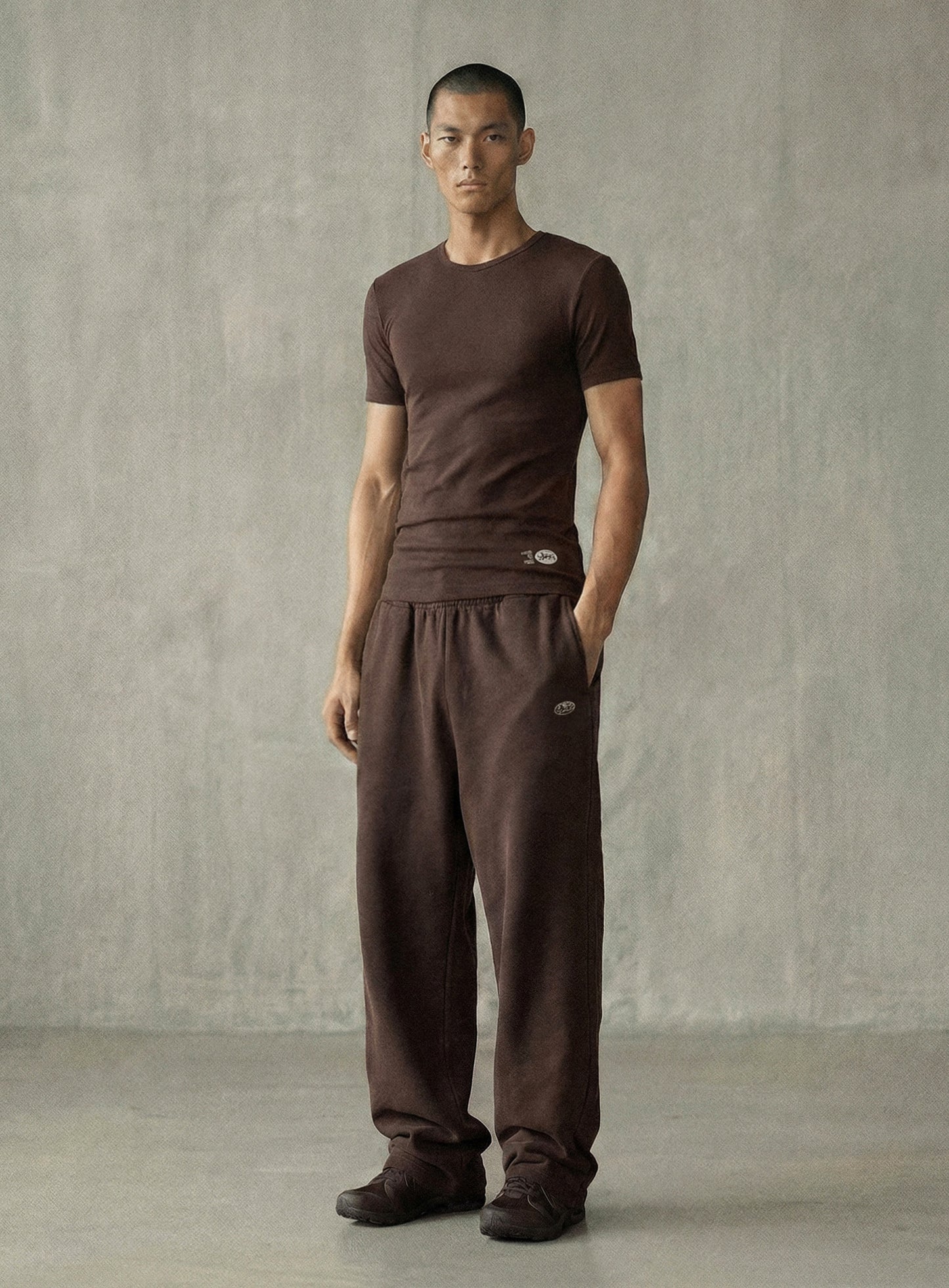 [w-pts26-022] BS Soft Terry Baggy Joggers - Brown