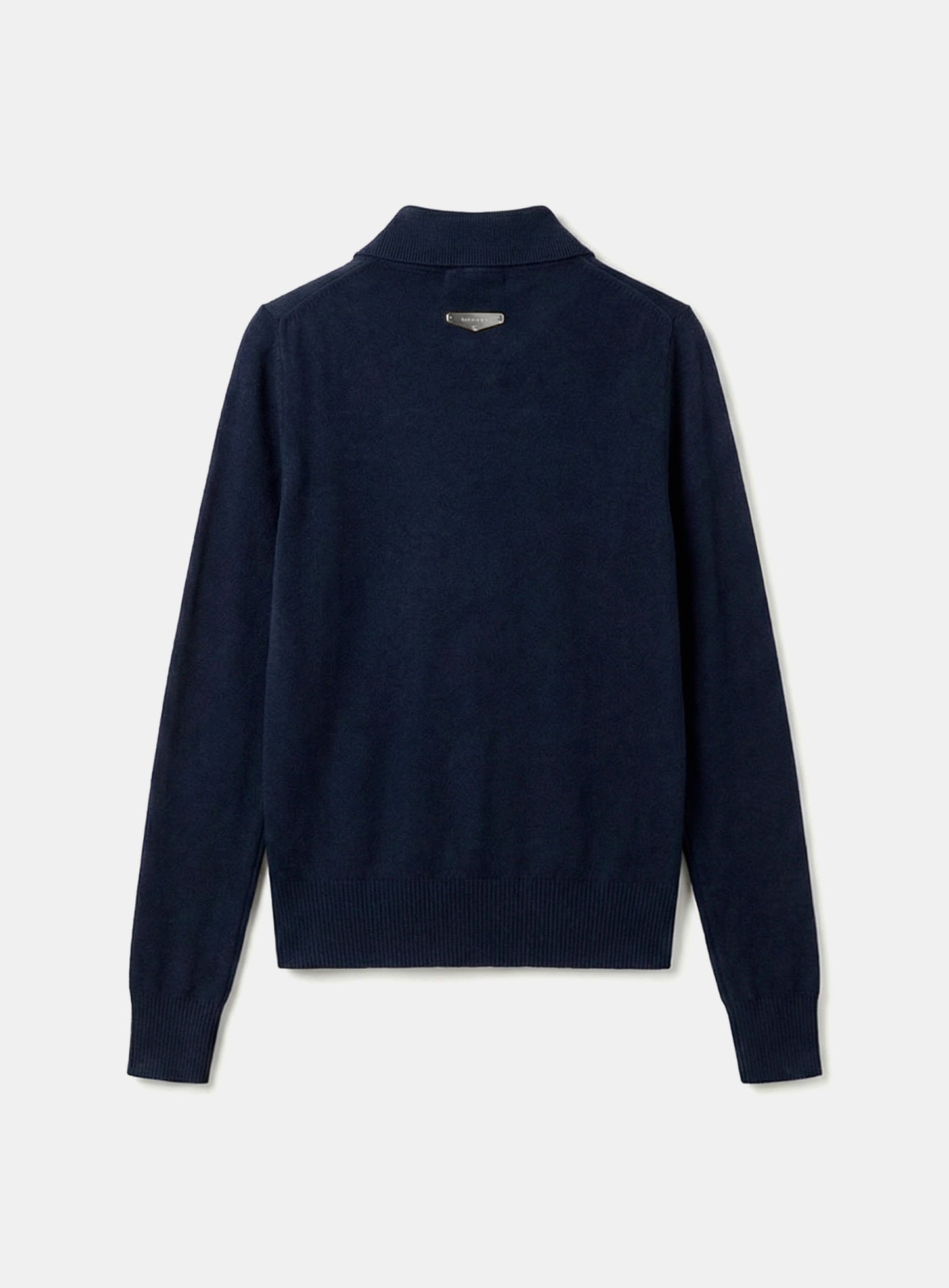 [w-knt26-021] Fine Merino Wool Polo Cardigan - Navy