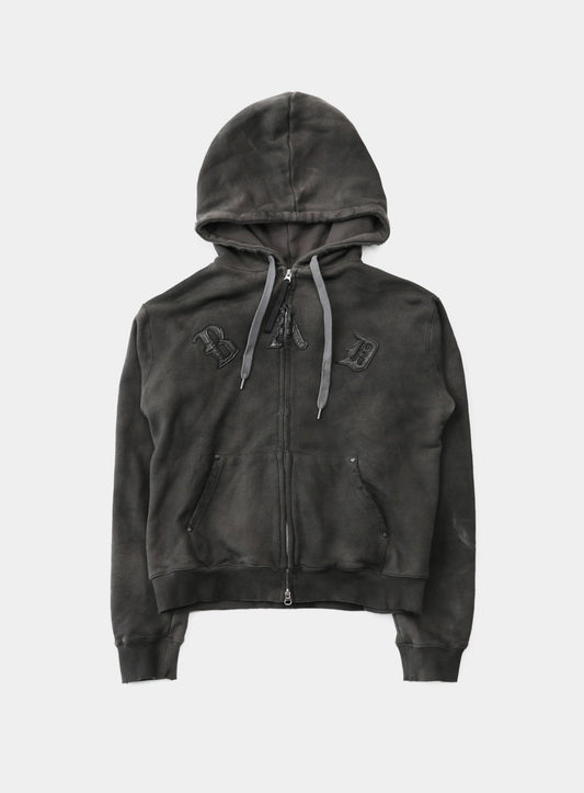 Cosmo Patch Hooded Zip-Up - Charcoal