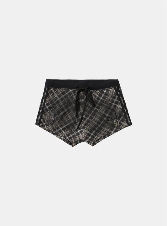 Vintage Club Boy Shorts - Checkered Brown