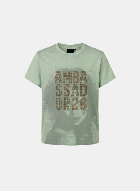 [w-tee26-246] Ambassador 26 Rhinestone Page 1/2 T-Shirt - Khaki
