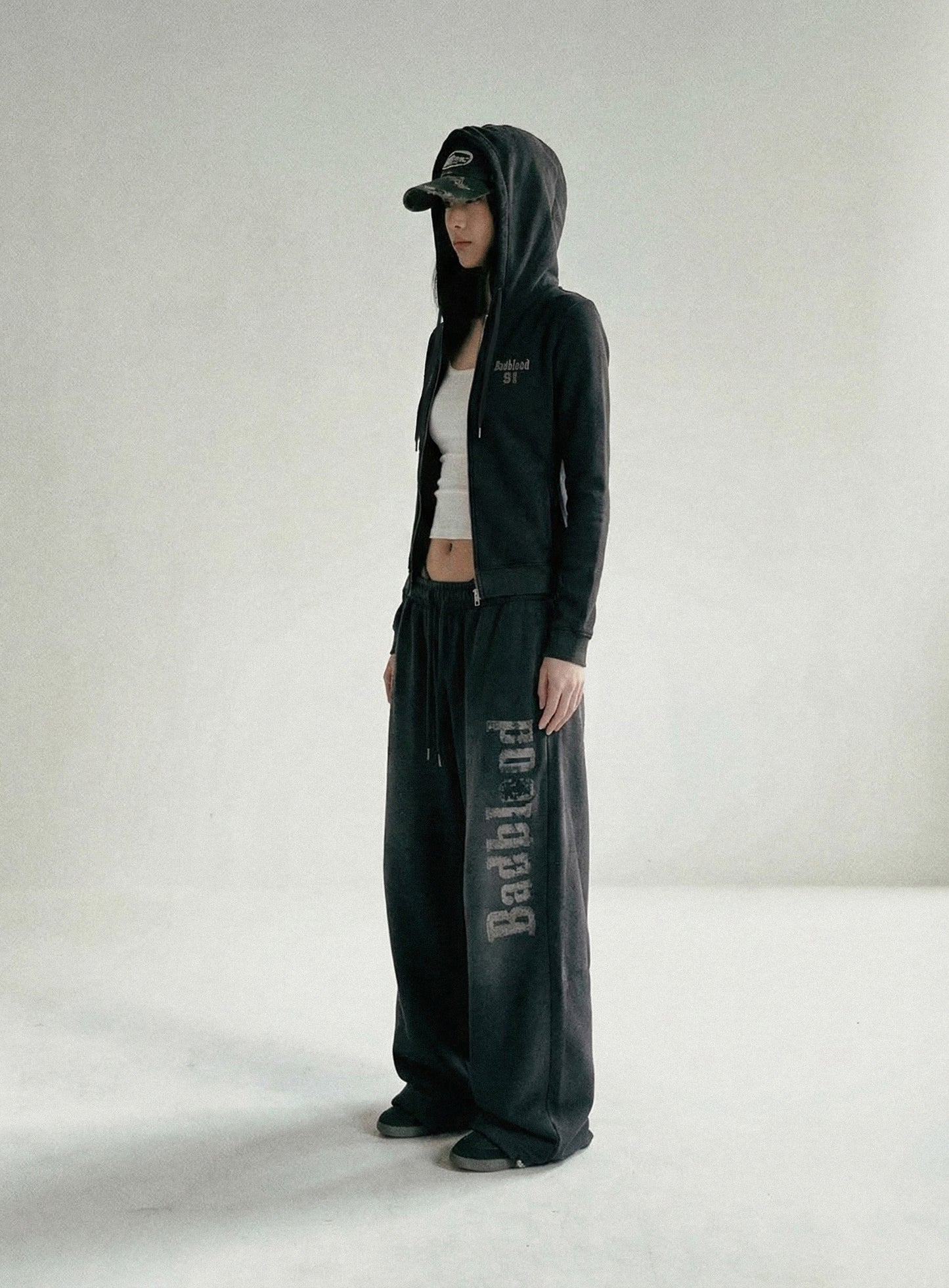 Sun Faded 2 Hooded Zip-Up - Black