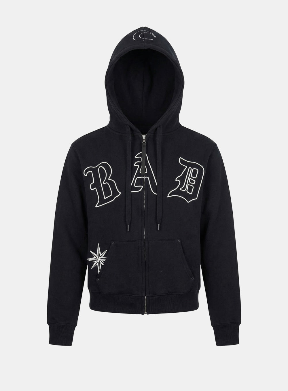 [w-jkt26-001] Titan Stroke Zip-Up Hoodie - Black