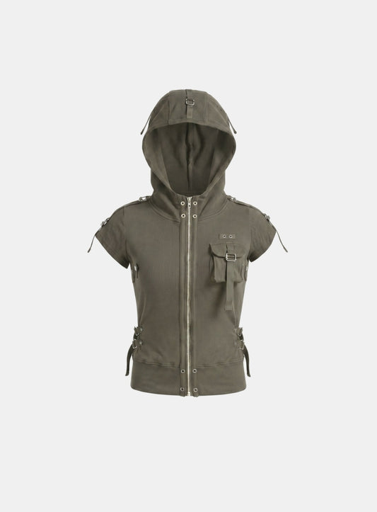 [w-hde26-041] Delta Utility 1/2 Zip-up Hoodie - Military Green