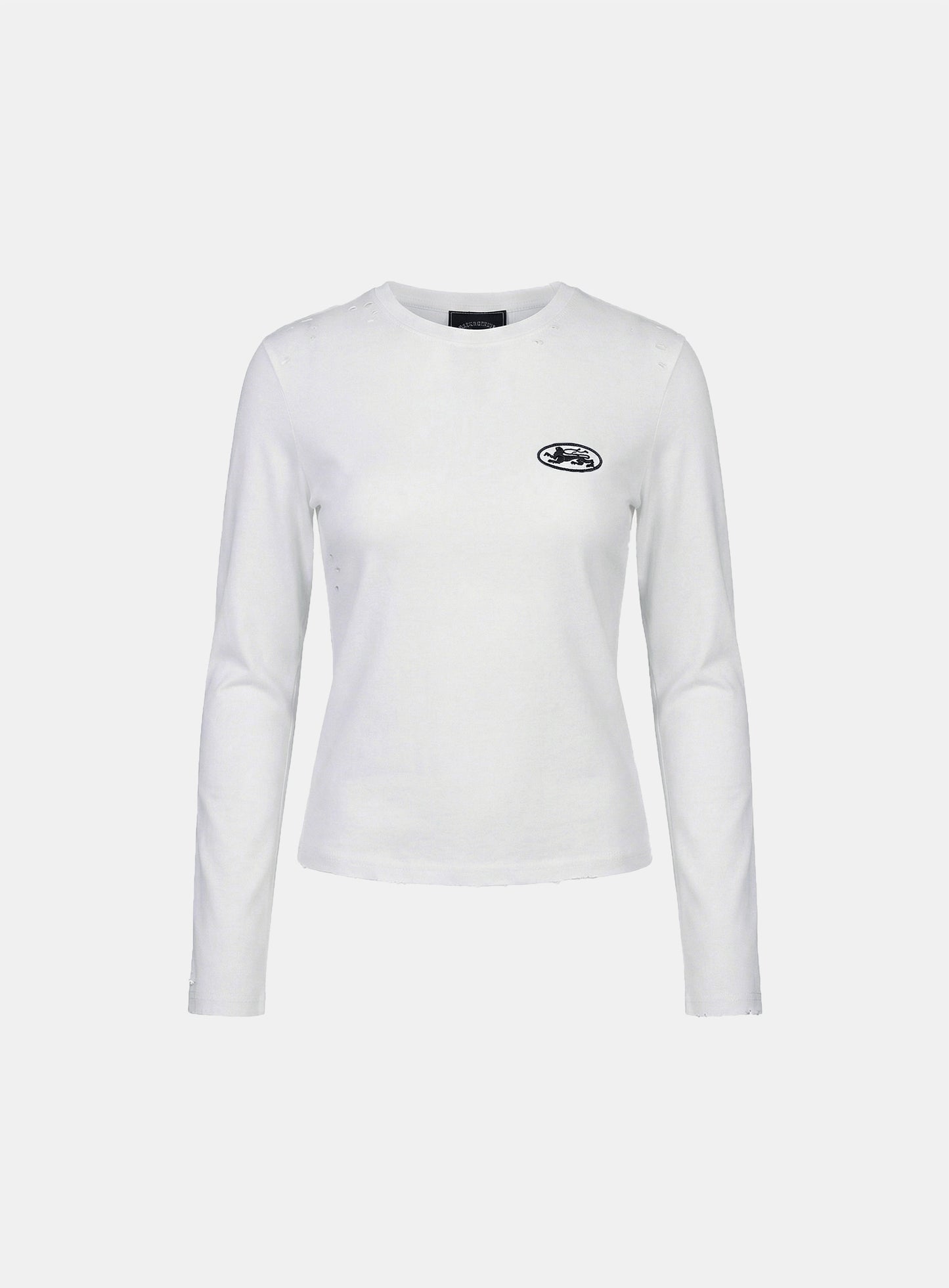 [w-tee26-026] Mystic Print Fitted Long Sleeve T-Shirt - White
