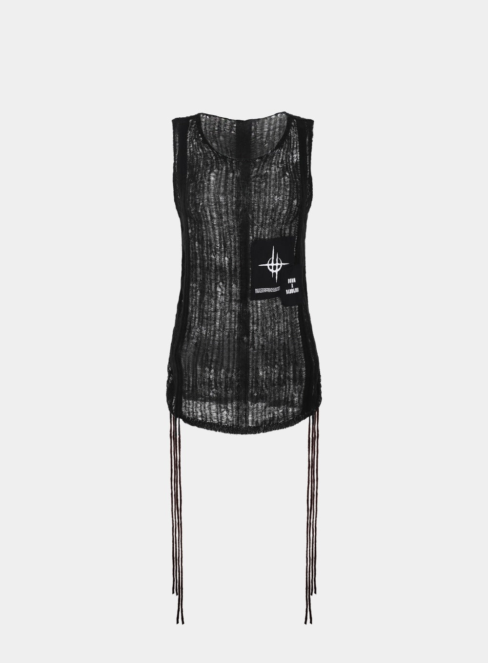 Ripped Knit Tank Sweater - Black