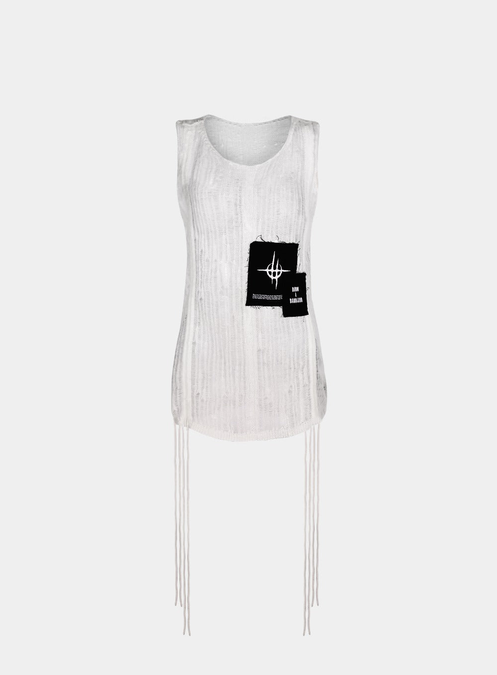 Ripped knit tank sweater - Ivory