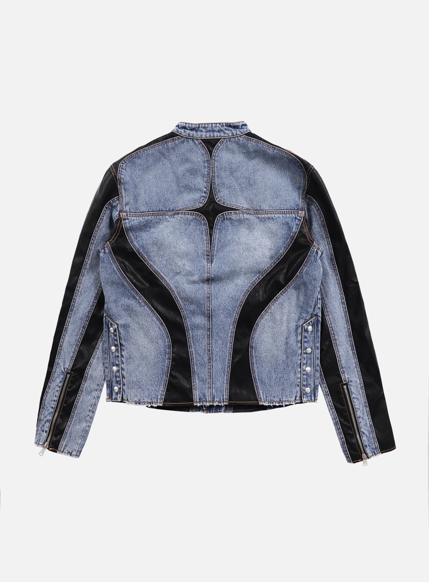 Duncan Denim Racer Jacket - Blue/Black