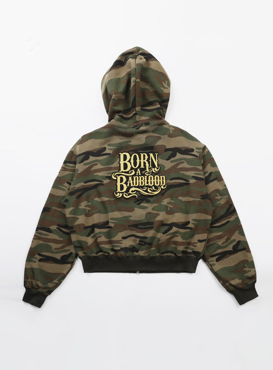Camo Hood Zip-Up - Military