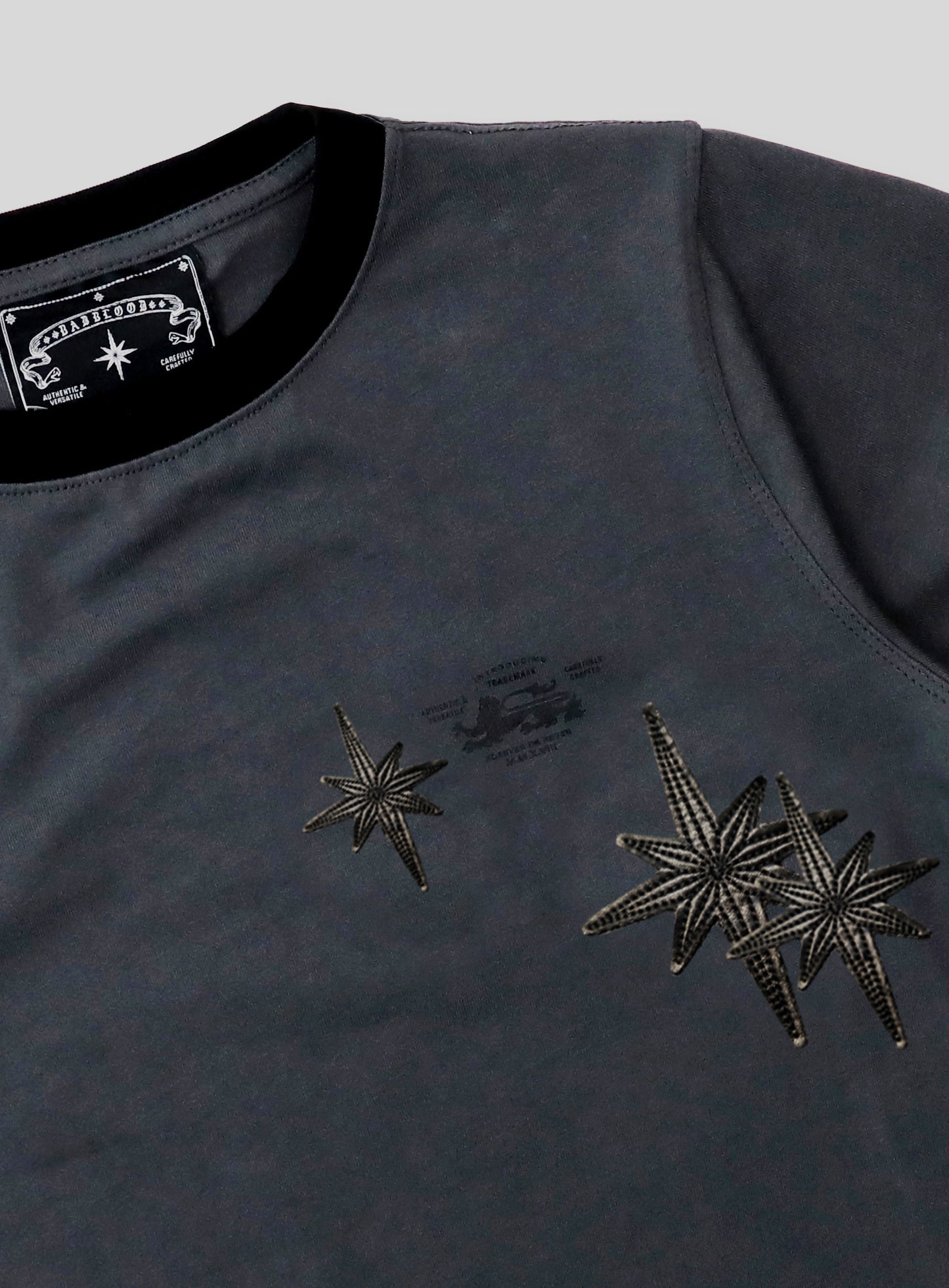 Cosmo Multi Patch Ringer T-Shirt - Charcoal