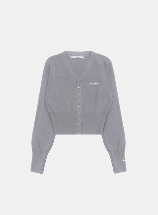 Pure Classic Button Up V-Neck Cardigan - Grey