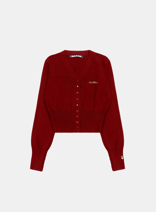 Pure Classic Button Up V-Neck Cardigan - Red