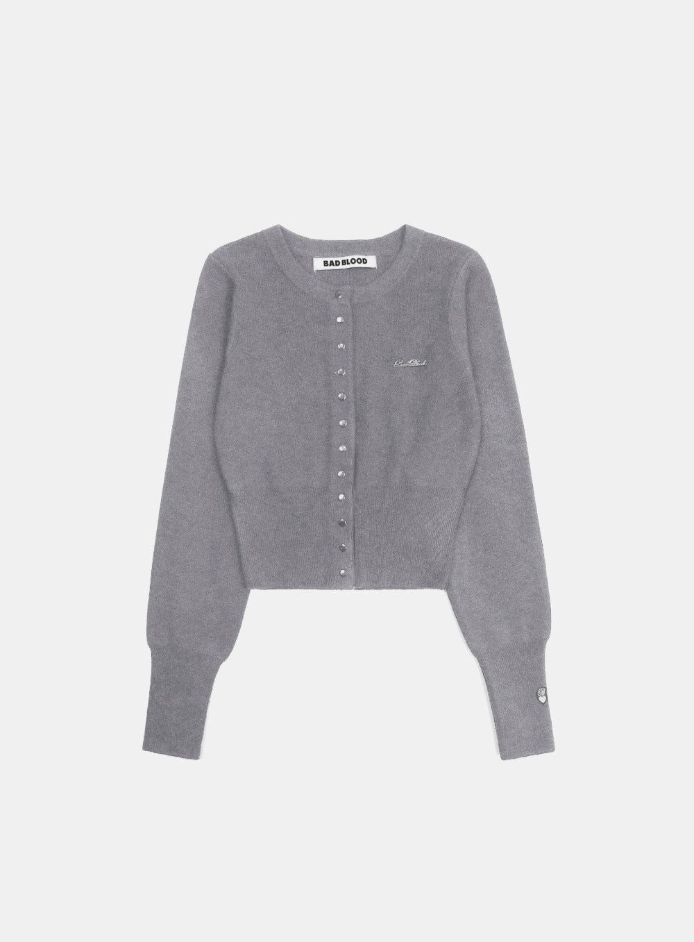Pure Classic Button Up Round Cardigan - Grey